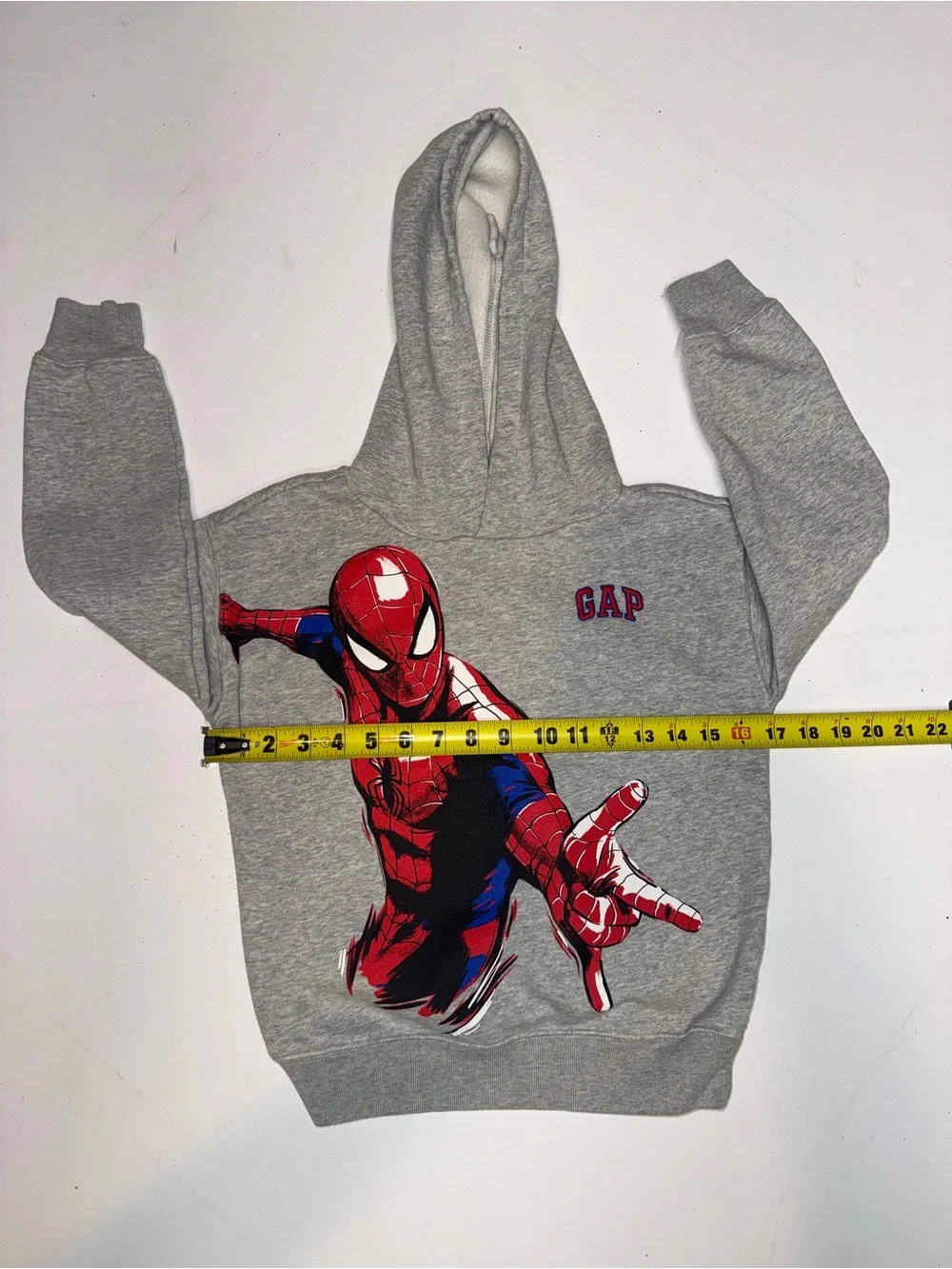 GAP Grey Hooded Sweatshirt with Red & Blue Spider-Man Graphic